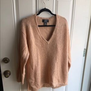 August Silk Light Pink Mohair V-Neck Sweater
